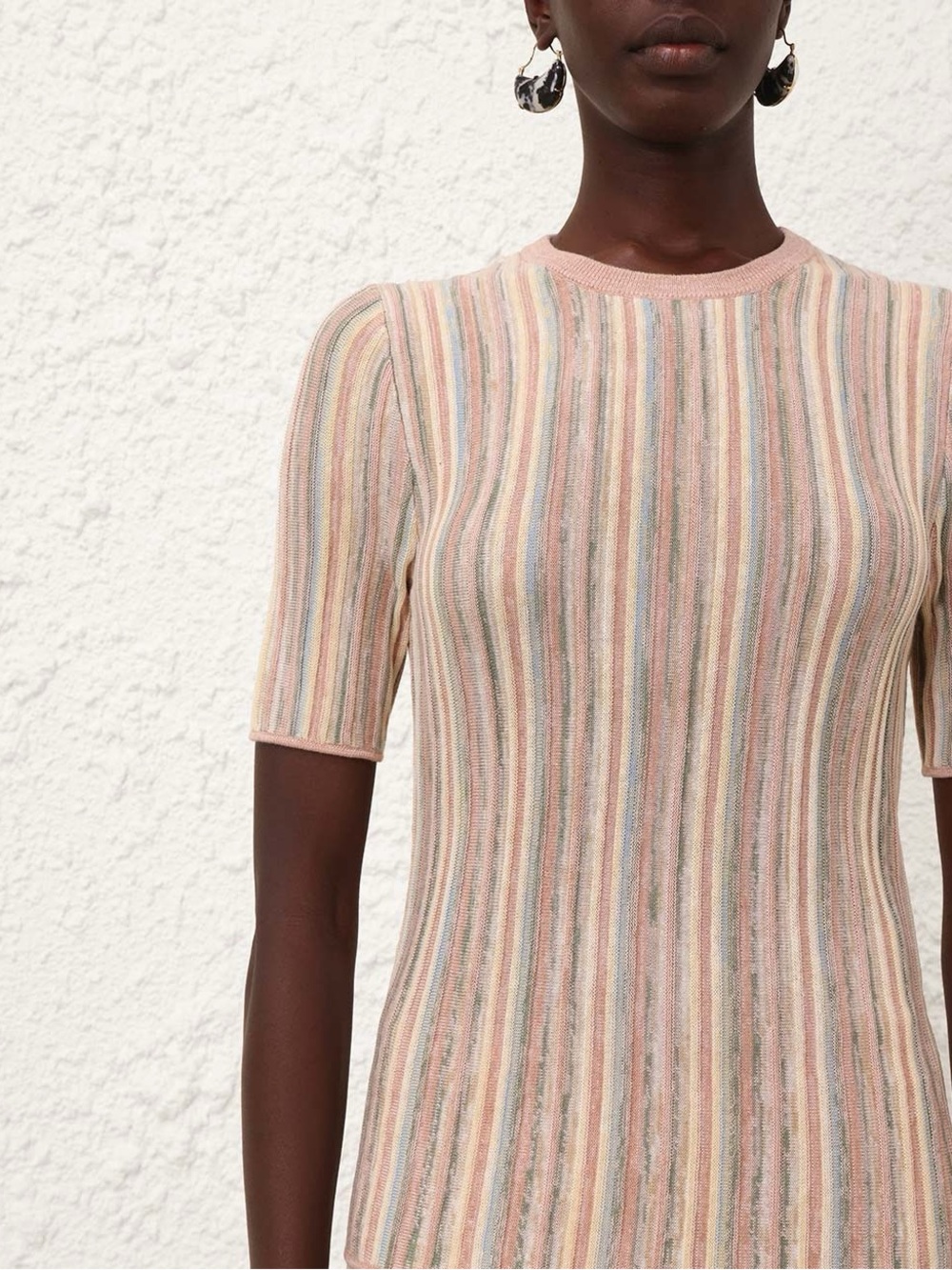Zimmermann Tee Illuminate Mouline Pleated Short Sleeve Sweater T-Shirt